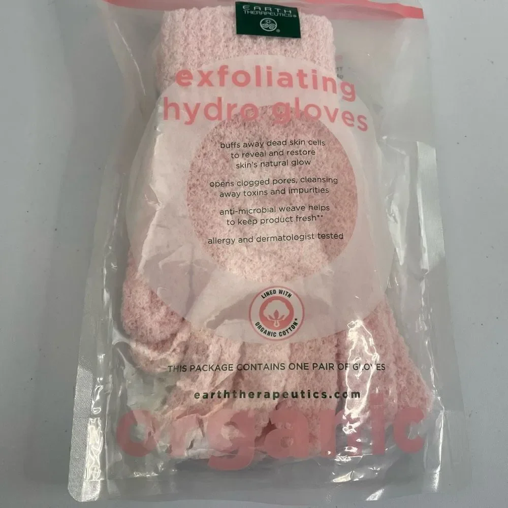 Earth Therapeutics| Exfoliating Hydro Gloves| Organic Cotton